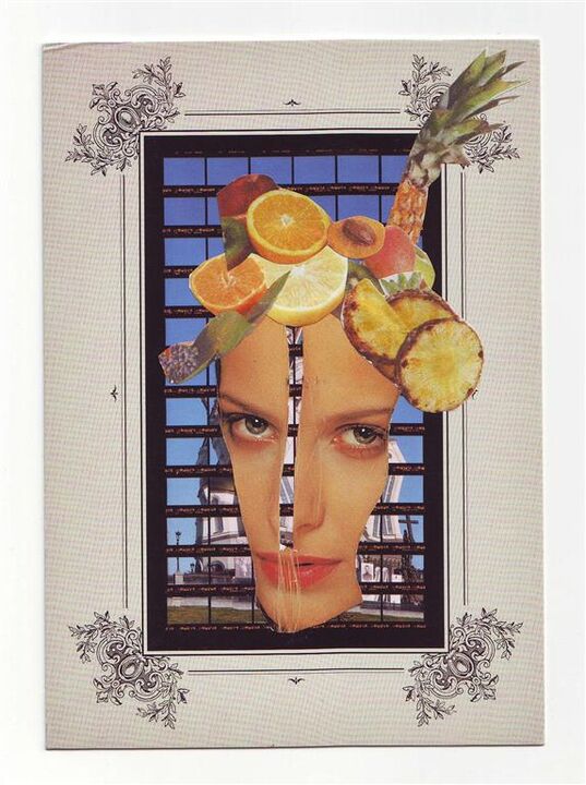 fruity gaze, Collage auf Postkarte, 10,5 x 15 cm, 2013