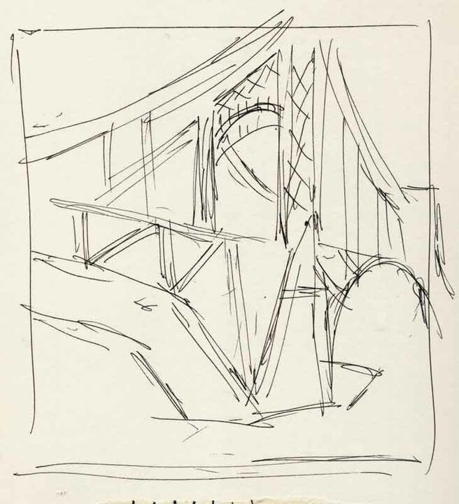 Thomas Kellner: sketch for Kaiser Wilhelm Bridge Wilhelmshaven (architect: Ernst Troschel) 2006