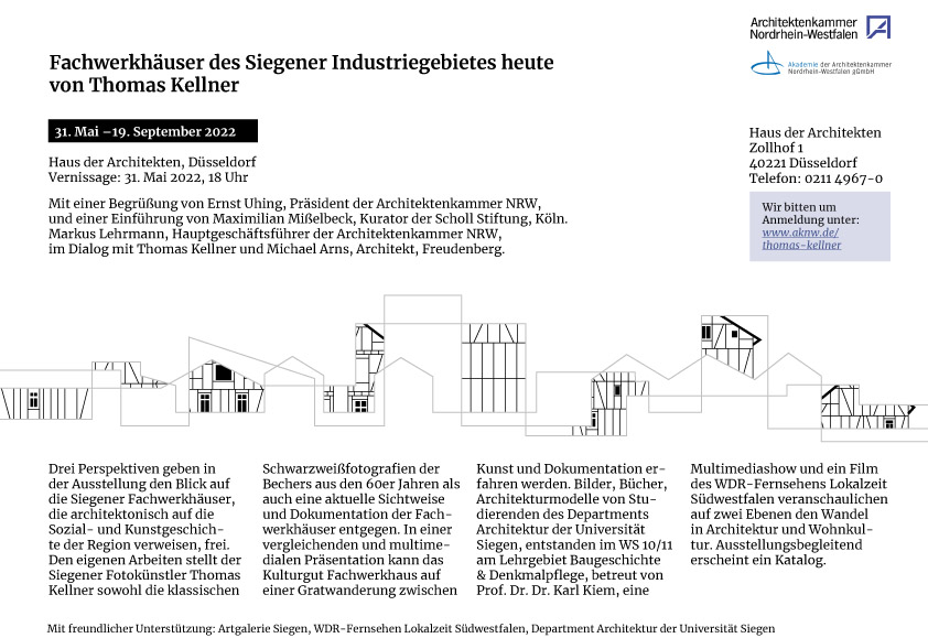 Invitation to the exhibition on half-timbered houses at the Chamber of Architecture in Düsseldorf