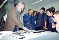 Juergen Koenigs, Eric Renner, Jochen Dietrich, u.a. zu Beuch in der Universitaet Siegen, 1996