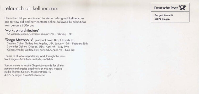 December 2005: relaunch von tkellner.com anstatt einer Jahresausstellung